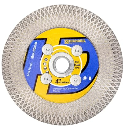 HIGHDRIL Diamant Trennscheibe 105mm x M14 - Doppelseitige Verwendung Trenn- und Schruppscheiben für Keramik Porzellan Fliesen Marmor Künstlicher Stein Granit