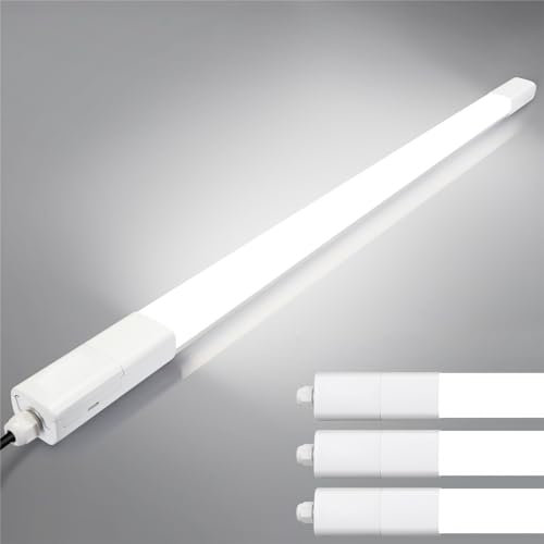 3 Stück LED Feuchtraumleuchte 150CM 60W 7000LM LED Röhre, TONFFI 4000K Neutralweiß Wannenleuchte im Reihenschaltung IP65 Wasserfest Werkstattlampe für Feuchtraum Garage Keller Warenhaus Hobbyraum Büro