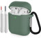 KOKOKA Case Cover Compatible with Airpods 2 with Cleaner kit, Premium Soft Silicone Skin Case Cover Shock Absorbing Protective Case for Airpods 2nd Generation with Carabiner, Deep Green