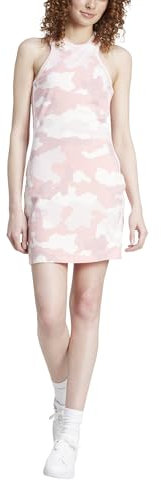 adidas Essentials 3 Stripes Camouflage Printed Racer Back Tank Dress Vestito da Tennis, Rosa Sabbia, L Donna