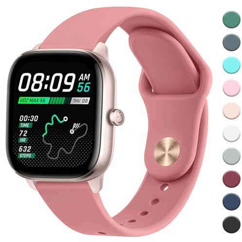 Oumida Armband für Amazfit Bip 3 Pro/Bip/Bip 3/Bip U Pro, 20mm Neues Silikon Armbänder, Verstellbares Sport Ersatzband für Amazfit GTS 2 Mini/GTS/GTS 3/GTS 4/GTS 4 Mini Damen Herren, Korallrot