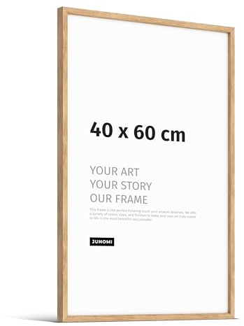 JUNOMI® Cadre Photo Premium en Chêne 40 x 60 cm | Cadre en Bois Véritable de 40 x 60 cm en Chêne avec Verre Acrylique Incassable | Cadre en Chêne