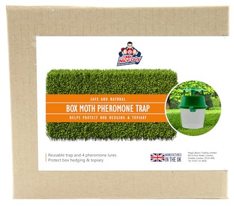 Box Moth Trap - 1 Trap & 4 Pheremone Lures - 5 Months Supply - Box Tree Moth Caterpillar Non-Toxic Treatment - 1 Trap Per 0.5 Acres - No More Mr Nice Guy