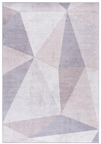 Mazovia Teppich Wohnzimmer 120x170cm Creme Geometrisch Stilvoll rutschfest | Teppich für Schlafzimmer Esszimmer Büro Beige Maschinenwaschbar Wetterfest Pflegeleicht Fußbodenheizungsgeeignet Kurzflor