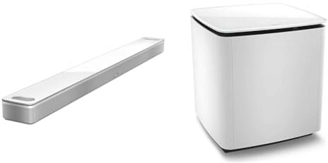 Bose NUOVO Smart Ultra Soundbar con Dolby Atmos e controllo vocale Alexa, AI Bluetooth Wireless, sistema audio surround per TV, Bianco & Bass Module 700, Wireless, Bianco