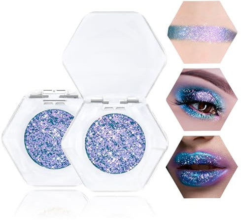 Prreal Chameleon Glitter Highlighter - Multichrome Metallic Lidschatten-Palette, Hochpigmentiert, Langanhaltend - Schimmer-Make-up Geschenk (03 Blau)