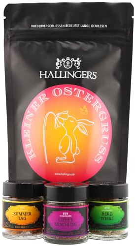 Hallingers Kleiner Ostergruß - pink - Ostergeschenke Wundertüte Ostern als Osterkörbchen, Früchtetee Roibuschtee & Kräutertee (Set) - Geschenkideen Weihnachten & Geschenke Adventskalender | Glückwunsc