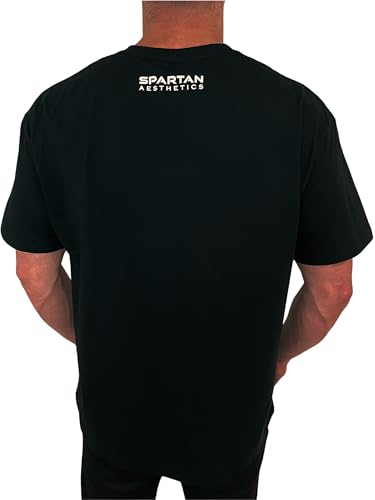 SpartanAesthetics - Pump Cover Gym Shirt Herren Oversize - Fitness T-Shirt Herren Gym Oversize Passform als Pump Cover für Bodybuilding (DE/NL/SE/PL, Alphanumerisch, L, Regular, Regular, Schwarz)