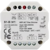 Tuya Dimmer Switch 220V Wifi Smart Life APP 2.4G Wireless RF Telecomando LED Lampadina Triac Regolatore di regolazione S1-B-WT(Color:S1-B(WT) Dimmer Only)