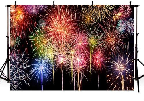 MEHOFOND 7x5ft Fireworks Photography Backdrop Colorful Beautiful Gorgeous Fireworks Background New Year Birthday Party Decoration Dining Table Home Wallpaper Studio Supplies