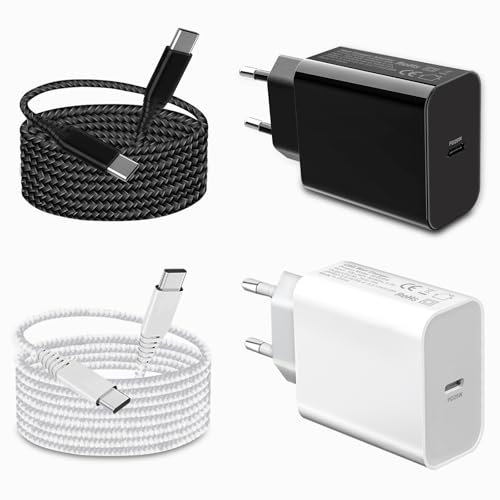 2Pack 25W Cargador USB C para Samsung Galaxy A55 A35 5G/A56 A36 A15 A25 A26 A05S A54 A34 A14 A53 A52S A23 A33 S24 Plus/S23 FE/Z Flip 5 6 5G/Z Fold A52,iPhone 15 16 Pro MAX,Enchufe Carga Rápida y Cable