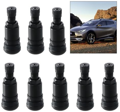 8 Stück Universal Felgenventile, Schwarz Metallventile, Reifenventil, Autoreifen Ventil, Metallventile für Alufelgen - 11,3mm