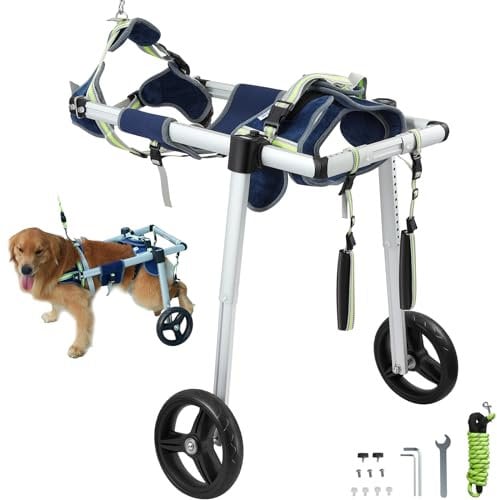 VEVOR Hunderollstuhl mit 2 Rädern, Haustierrollstuhl, verstellbar, unterstützt die Heilung, Hundewagen/Rollstuhl für verletzte, behinderte, gelähmte oder an den Hinterbeinen schwache Haustiere (L)