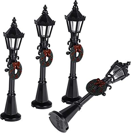 ibasenice 4 Stück Lampe Lichter Feenhafte Laterne Ampeln Laternenpfahl im Dorf Mini- weihnachtsdeko weihachtsgeschenk Mikrodorf-Zubehör Laternenpfahl-Modelle Plastik