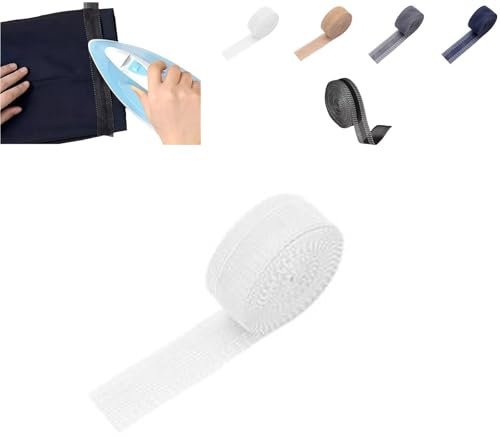 Hem Tape No Sew No Iron,Iron on Hemming Tape,Hemming Tape for Dresses,16.4ft Pants Fabric Tape No Sew Iron on Hemming Tape Fabric Fusing Tape Roll for Sewing Pants Dress Jeans Trousers (white)