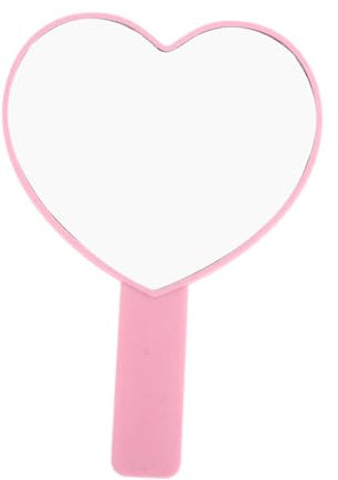 FRCOLOR Miroir À Main en Forme De Cœur Miroir De Maquillage Portable Poignée en Flocage Doux Design Adorable Auto-adhésif Format pour Un Usage Quotidien