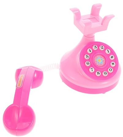 ifundom Mini Jouet téléphonique téléphone Jouets téléphone Jouet de Simulation téléphone Fixe Jouet interphone Jouet téléphone à l'ancienne Accessoire de téléphone Rotatif Plastique Rose