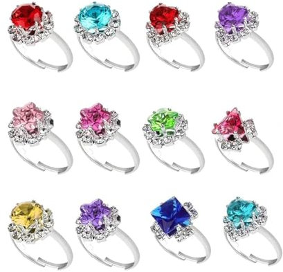 12 Stück Kinderringe Mädchen Prinzessin Schmuck Set, Mädchen Ringe Prinzessin Schmuck Set, Zufälliger Stil Perfekt für Geburtstag Party Favors Teenager Partybevorzugung Spielschmuck