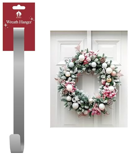 Shop4allsorts Silver Wreath Hanger for Front Door - Christmas Wreath Hanger - Wreath Door Hook - Metal Wreath Hanger - 38cm - Xmas Wreath Door Hanger.