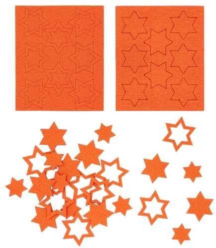 Oblique Unique 24 Filz Sterne Weihnachtsdeko Tischdeko Weihnachten DIY Basteln Geschenke Deko 3 Motive (Orange)