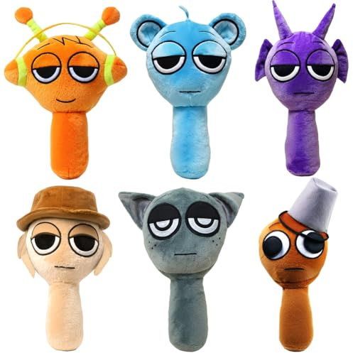 Kouipoie Sprunki Plüschtier,7.8 Weiches Kuscheltier für Kinder & Erwachsene,Lustiges Sprunki Plush Spielzeug als Geschenk zu Geburtstag,Ostern,Sprunki Toys Fans Lieben Es. (6PCS)