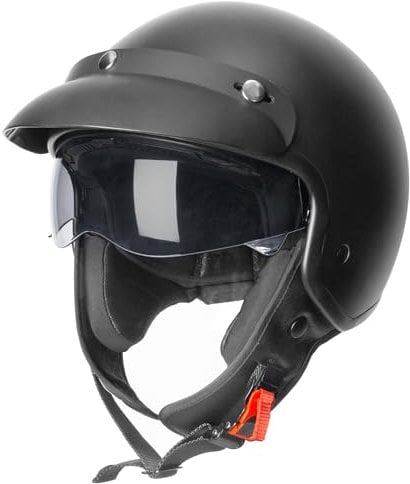 Zorax ZOR-605 Matt Black XL (61cm) Scooter Motorcycle Motorbike Open Face Crash Jet Helmet with Sun Visor ECE2206