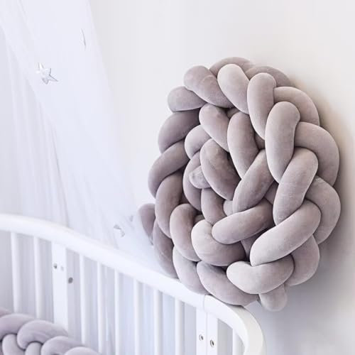 WHOROB Bettschlange Umrandungen Geflochten Bettkantenschutz Baby Nestchen Bettrolle Stillkissen, Geflochten Bettschlange Nestchen Babybett Knotenkissen, Deko Kissen Für Schlafzimmer Wohnzimmer