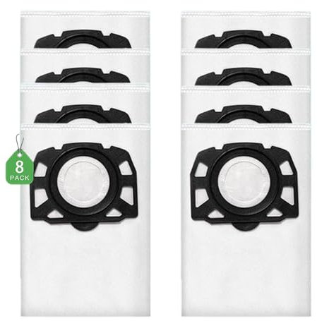 Lot de 8 sacs d'aspirateur KFI 487 pour Kärcher WD4/WD5/WD6/WD5P/WD6P/MV4/MV5/MV6 - Sacs à poussière avec filtre en polaire (compatible 2.863-006.0)