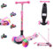Kinderroller mit LED Leuchträdern, Klappbar Tretroller 3-12 Jahre, Höhenverstellbar Scooter für Mädchen & Jungen, Roller Kinder mit Rutschfesten Griffen & Hinterradbremse, Rosa Kunst Design