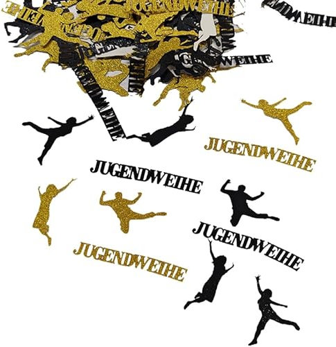 100 Stück Konfetti Jugendweihe - Jugendweihe Deko mit Glitzer Tischdeko Streudeko Jugendliche Geschenk für Junge Mädchen Teenager Schwarz Gold (Jugendweihe)