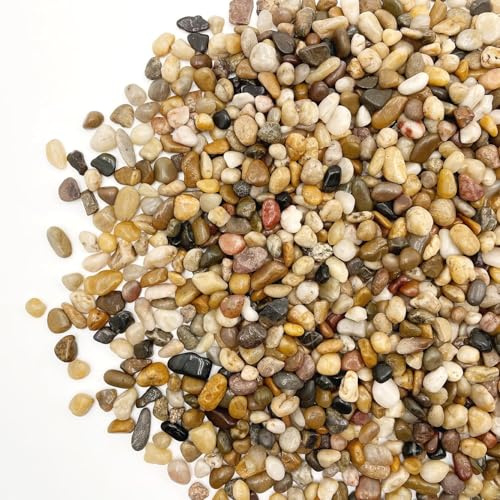 SUPTIDY 450 g Kieselsteine, 9.5 mm Erbsengrieß Flußsteine, für Zimmerpflanzen, Hochpolierte Dekorationssteine, Vasefüller, Aquarien, Terrassen- und Gartendekoration im Freien, Bunt Gemischt.
