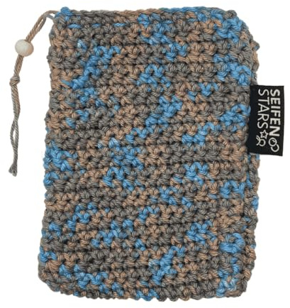 seifenstars - 1 Stück - Seifensäckchen aus 100% Baumwolle für Seifenreste - 9 cm x 14 cm Farbe bunt