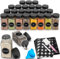 DIFULI 36 Gewürzgläser Eckig Set mit Deckel, 120ml Gewürzdosen mit 340 Etiketten, Gewürzstreuer Spice Jars Gewürzbehälter mit Trichter mit Streueinsatz,Leeren Aufklebern, Sieben, Organizer Küche (36)