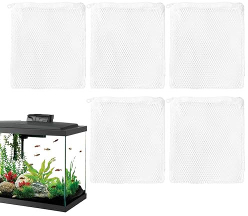 Filtermediennetzbeutel, Filternetzbeutel für Aquarium,5x Fine Mesh Filter Media Bag für Fischtank - Reißverschluss mit Mehrzweckwasserreinigungsrad für Torf, zerkleinerte