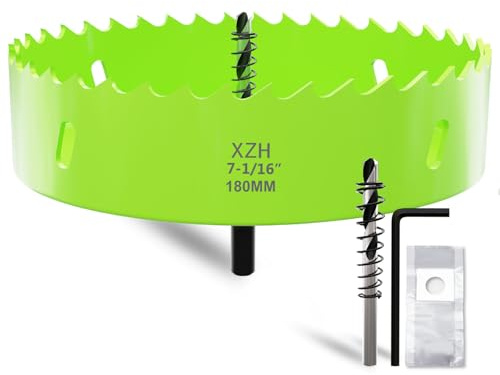 XZH 180mm Bi-Metal Hole Saw Kit with Arbor & Pilot Bit - Effortless Smooth Cutting for Wood, Plastic, Drywall & Thin Metal - Ideal for Downlight Installation & DIY Projects