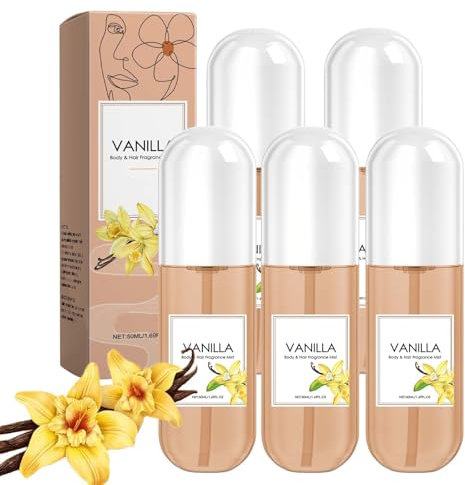 Vanilla Hair Spray Body Mist,long-lasting Light Fragrance Mist,portable Multi-use Spray Fragrances,travel Size,wonderful Scent,Soothes The Body and Mind,gifts for Women Men (5pcs)