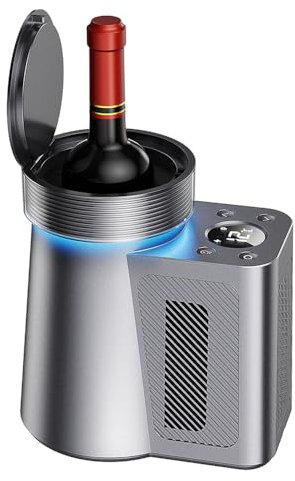 Elektrischer Weinkühler, Weinkühler Eimer für 750ml Rot-/Weißwein oder etwas Champagner, tragbarer Einzelflaschenkühler für Kühler halten bis zu 24h kalt