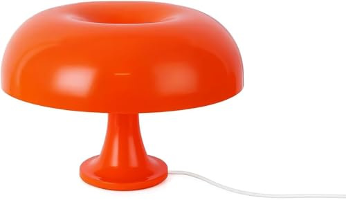 KONTARBOOR Lampe de Table LED - Champignon Vintage – Abat-Jour Orange Laqué, Style Rétro, USB, Interrupteur Rotatif, Décoration Salon ou Chambre