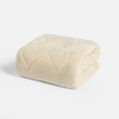 OHS Dog Blankets Washable, Super Soft Quilted Thermal Pet Blanket for Large Dogs and Animals Cat Blanket Warm Fleece Throw Protects for Bed and Sofa, Cream - 100 x 120cm