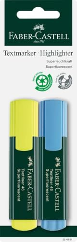 Faber-Castell 254891 Textliner 48, Blisterpackung, 2 Stück, gelb/blau