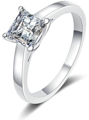 Bishilin Trauringe Damen Einzeln Platin 950, Frauen Ring Solitär mit Diamant 2ct Verlobungsringe Jahrestag Hochzeit Ringe Große 58 (18.5)
