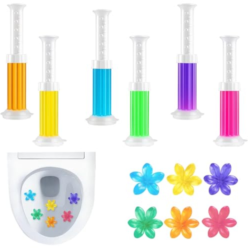 6 Stück WC Stempel, Blumenförmige WC Gel Stempel für Toilettenreinigung, Lang anhaltender Duft, Ideal für WC Reiniger Gel und Toilettenreiniger ﻿