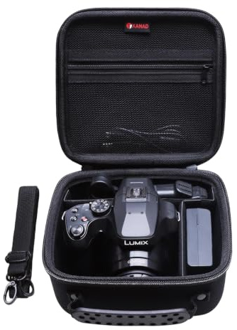 XANAD Hard Camera Case for Panasonic Lumix with Shoulder Strap Black | for Panasonic Lumix TZ99/TZ300/FZ80D/FZ80/FZ82 Travel Zoom Camera,Lens,Tripod with 3 Pieces of Dividers