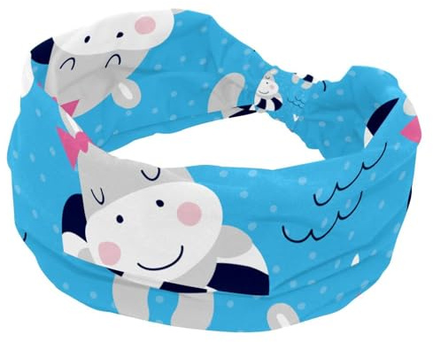 Cute Cow Lifebuoy Pattern Fashion Wide Headband, Headbands for Women, Cross Elastic Head Wrap, Sweat Sport Workout Turban Hairband