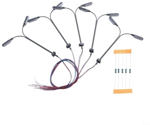 Set mit 5 LED-Straßenlaternen, 1 Modell-Plattformleuchten im Maßstab 160, für Zug-Layouts und Landschaftsbau, mit 3 V Leistung und optionalen Serienwiderständen
