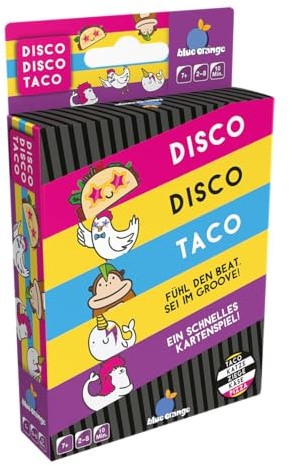 Blue Orange, Disco Disco Taco, Schnelles Partyspiel, Deutsch | Fühl den Beat, sei im Groove, Chaotisches Kartenspiel für 2-8 Spieler, 10 Minuten, Brettspiel ab 7 Jahren