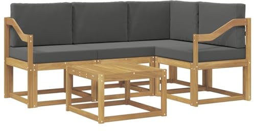 vidaXL Outdoor-Sofagarnitur mit Kissen 5 pcs Weiß und Anthrazit, Gartenmöbel, modernes Loungesofa, Eckset für die Terrasse, Robustes Sitzmöbel für drinnen und draußen
