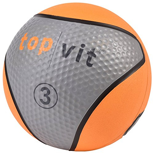 top vit Medizinball - Fitnessball mit Gummioberfläche | Medizinbälle in Studio Qualität (3 kg Neonorange)