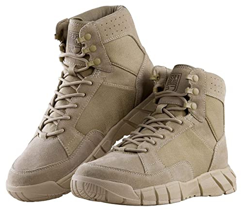 FREE SOLDIER Herren Stiefeletten Ultralight Military Tactical Arbeit Stiefel Knöchelhoch 6 Inch Zoll Spitze bis atmungsaktiv Desert Boots (Tan,43)