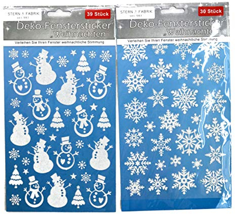 Top Ten 2er Set Stern Fabrik Deko-Fenstersticker Weihnachten